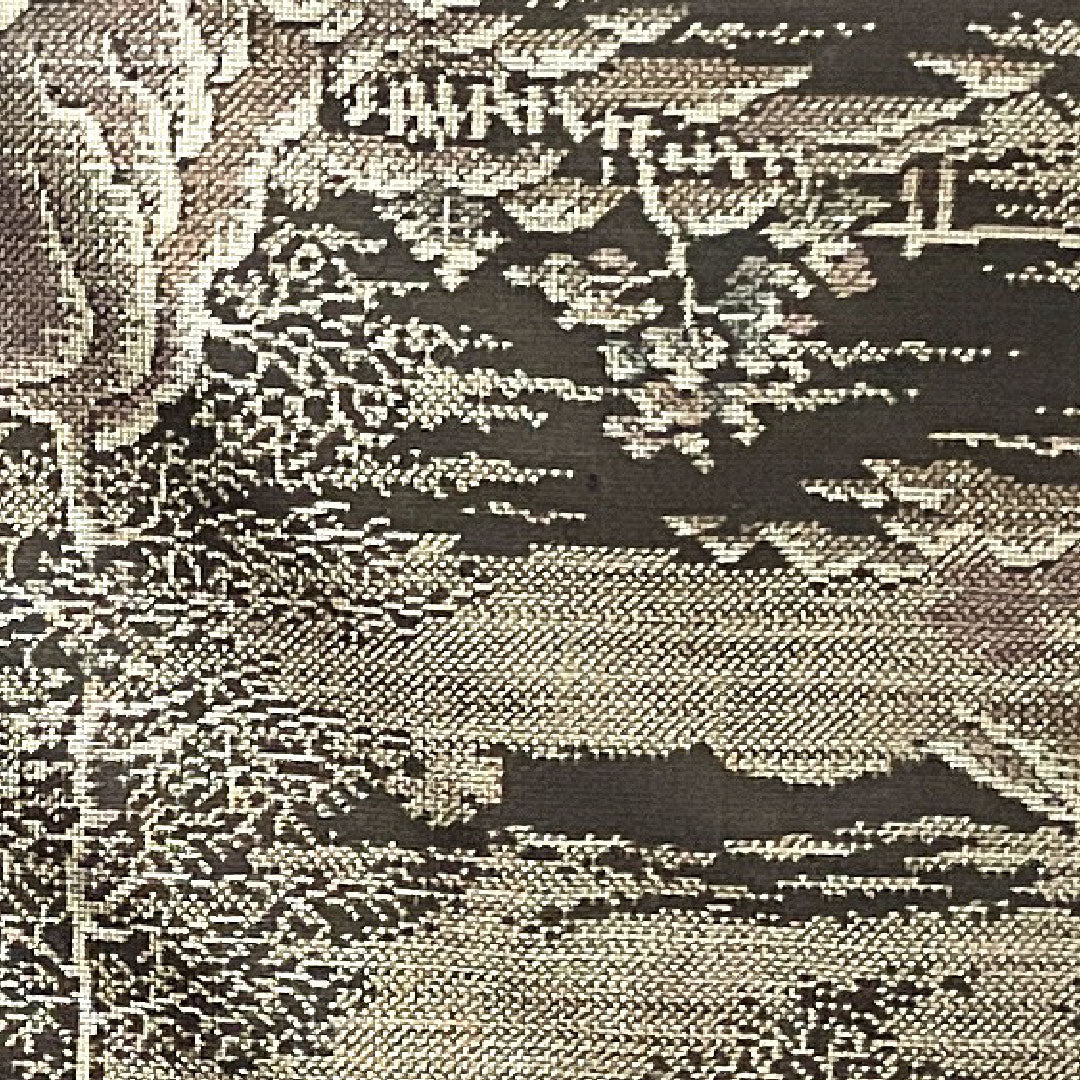 大島紬 身丈161cm 裄丈63cm 経緯絣 9マルキ 風景模様 正絹 Sランク 袷 黒系 1116002062410