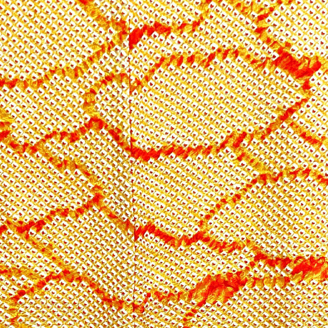 羽織 身丈81.5cm 裄丈63.5cm 鉛丹色 絞り 抽象模様 正絹 Sランク 袷 朱系 1117000312916