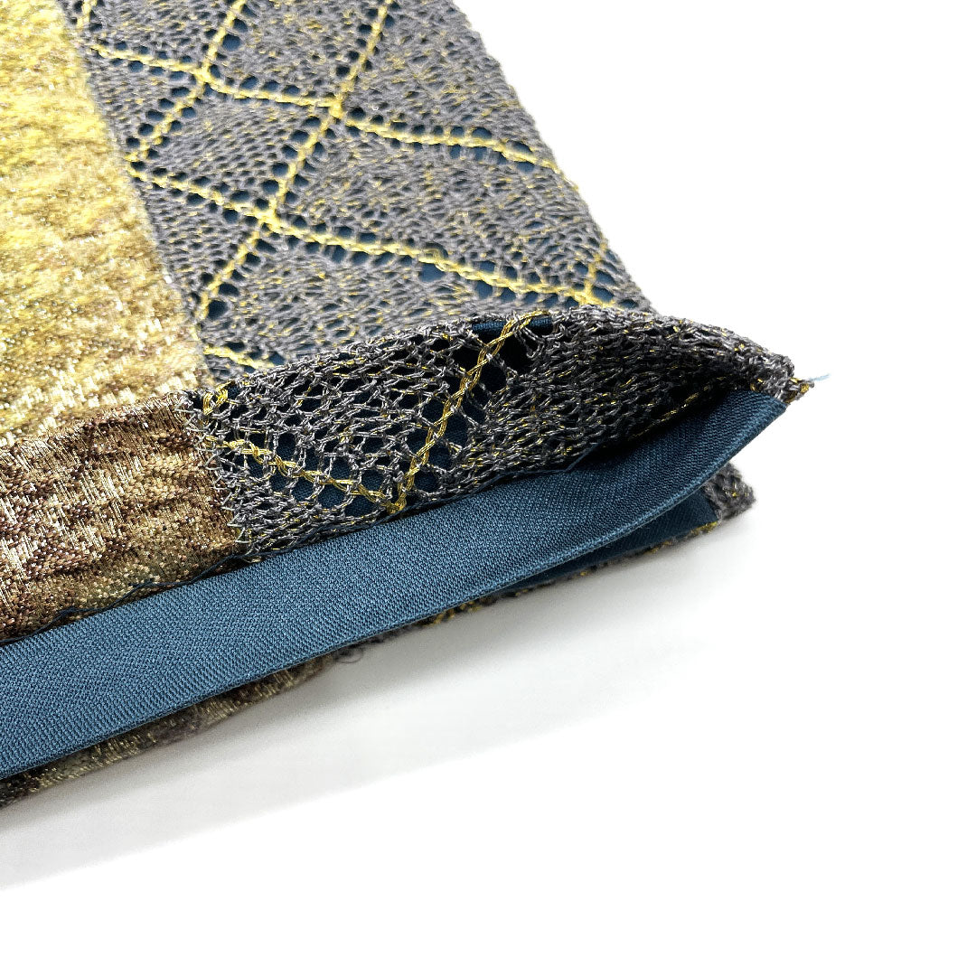 袋帯 ふくれ織り 帯丈452cm 正絹 Aランク 全通 カジュアル 青系 1123002563417