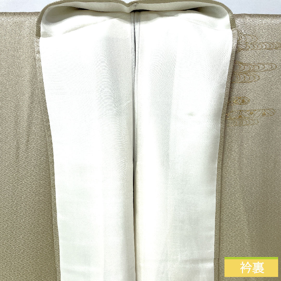訪問着 正絹 袷 身丈161cm 裄丈61cm 白橡色(しろつるばみいろ) 京友禅 吉祥文様 Aランク グレー系 1112005913422