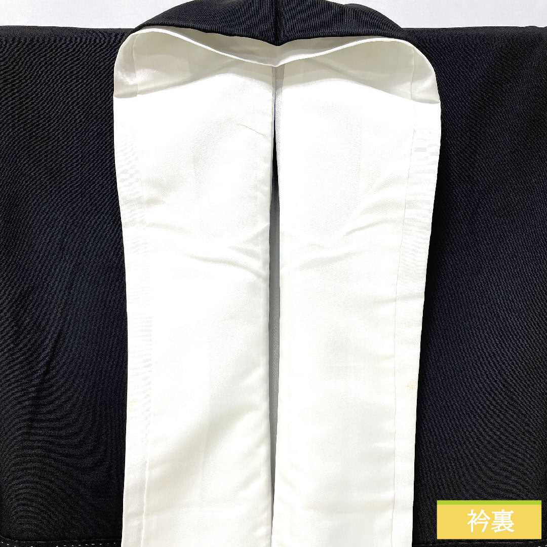 Black formal kimono, pure silk, length 165cm, sleeve length 66cm, lined, Kyoto yuzen, period figure and landscape pattern, artist's work, five crests, five-three paulownia, A rank, black, 1111001633510
