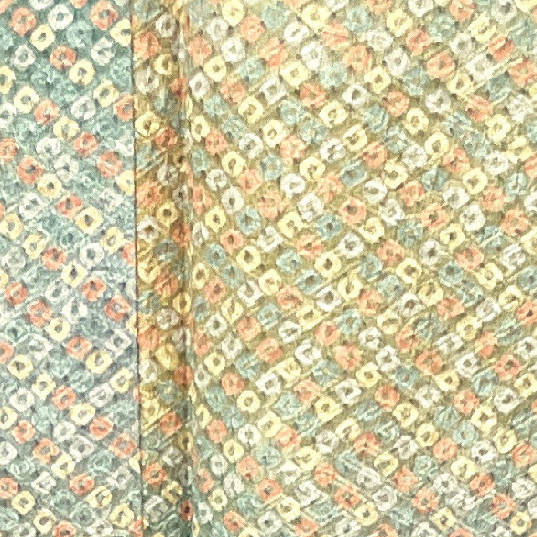 小紋 身丈156cm 裄丈62.5cm 袷 絞り 鹿の子絞り 正絹 Aランク グラデ 1115003103399