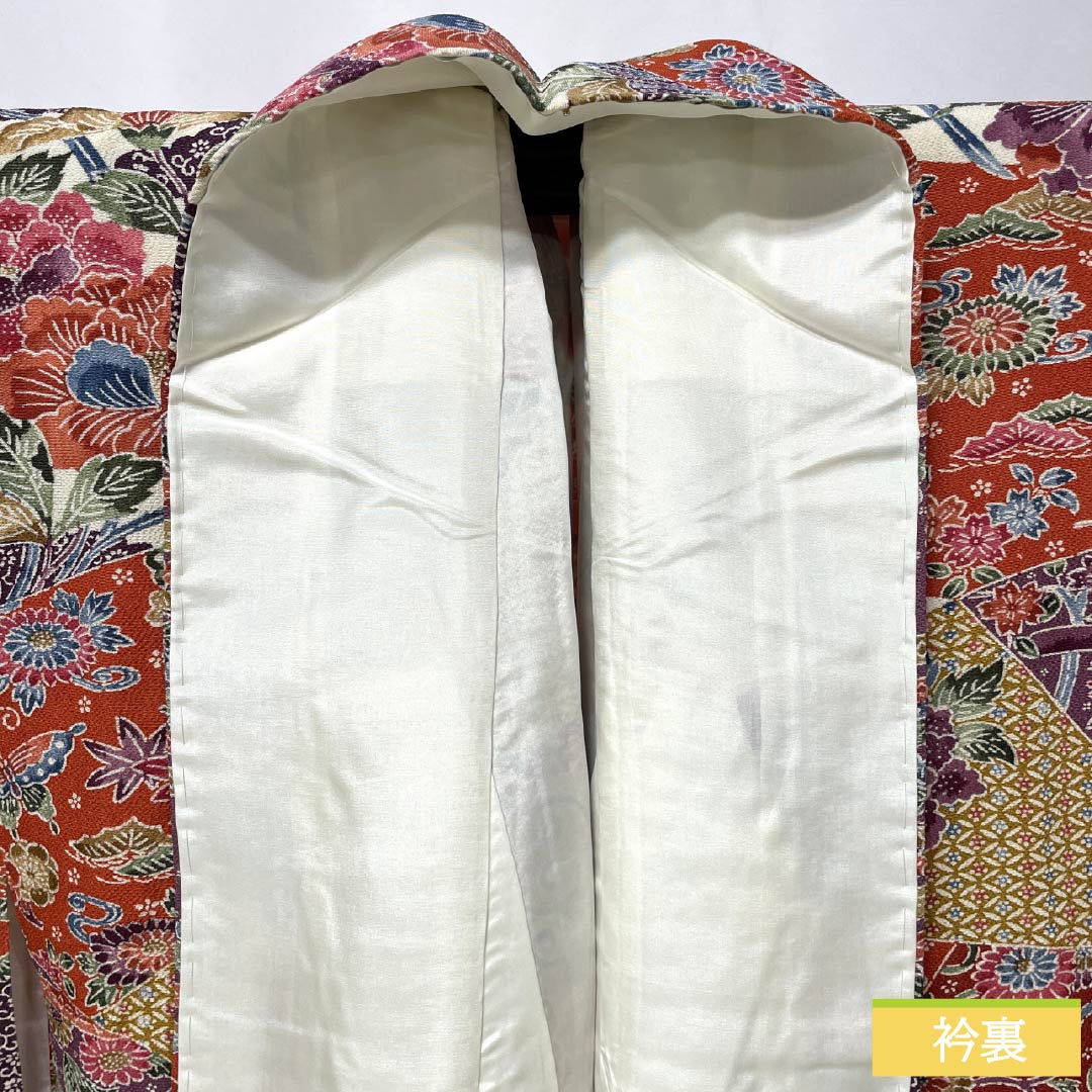 小紋 正絹 Sランク 身丈163cm 裄丈67cm 袷 京紅型 割付文様 紅型調 草花 グラデーション系 1115007342499