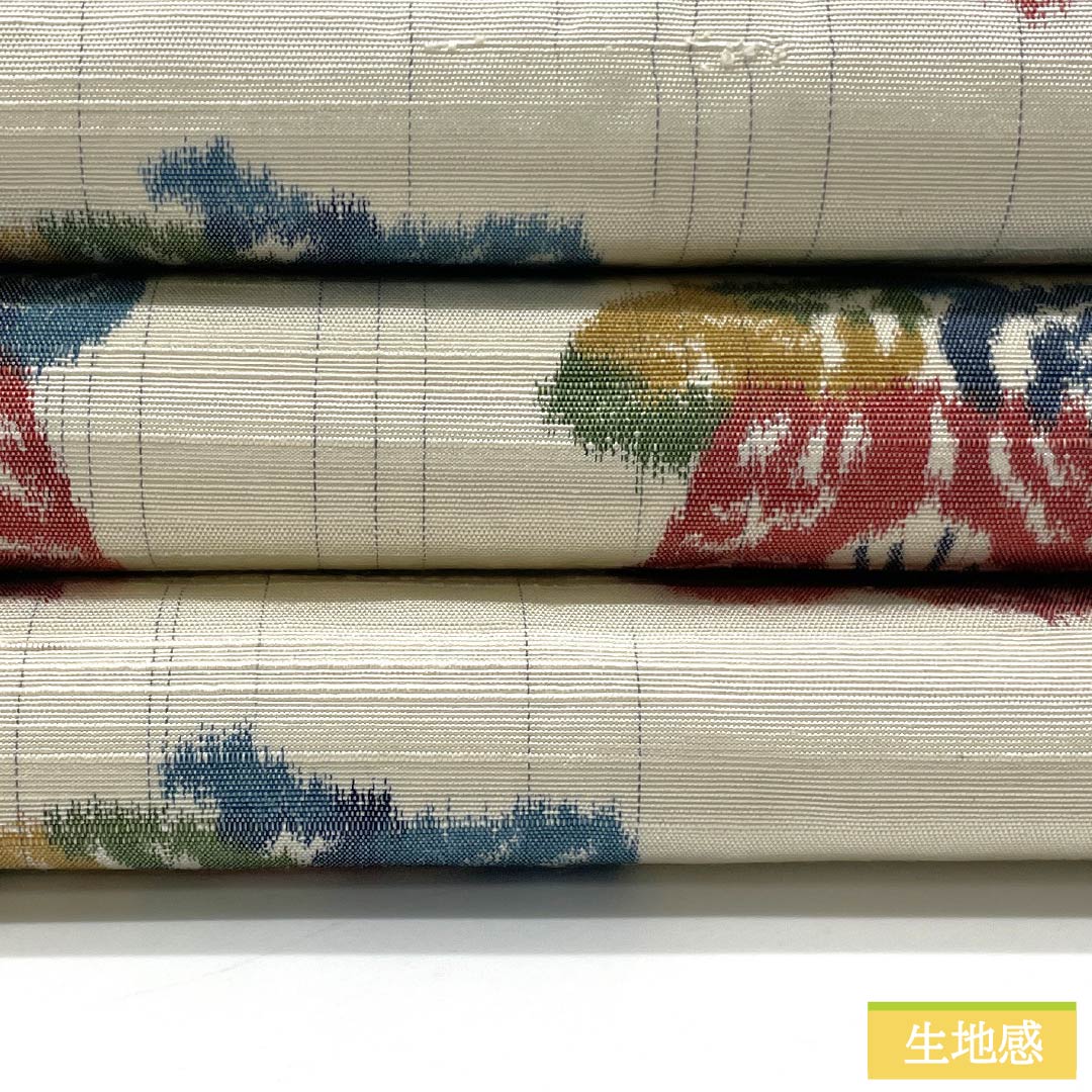 袋帯 正絹 生成り色(きなりいろ) 花模様 帯丈432cm Bランク 全通 カジュアル クリーム系 1123012834315