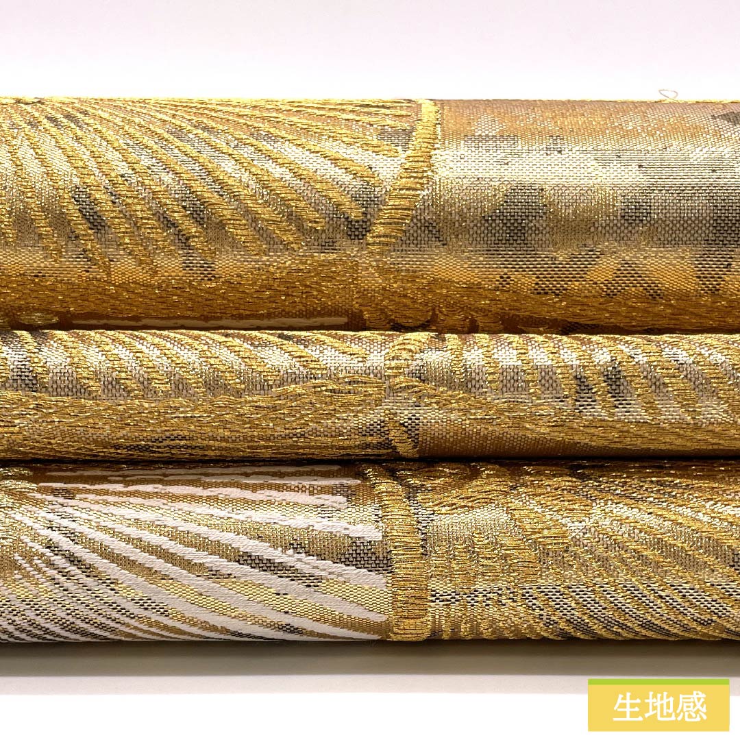 袋帯 正絹 留袖用 扇 石畳 帯丈448cm Sランク 六通 フォーマル 金系 1123014342321