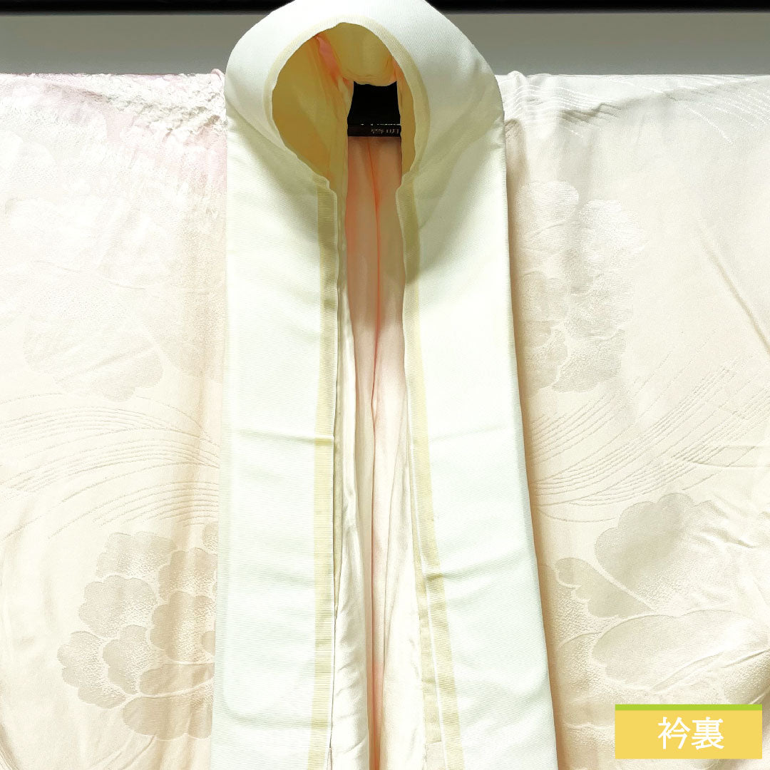 長襦袢 正絹 身丈125cm 裄丈65cm 袷 淡紅色(たんこうしょく) ボカシ染 振袖用 部分絞り Bランク ピンク系 1129000714313