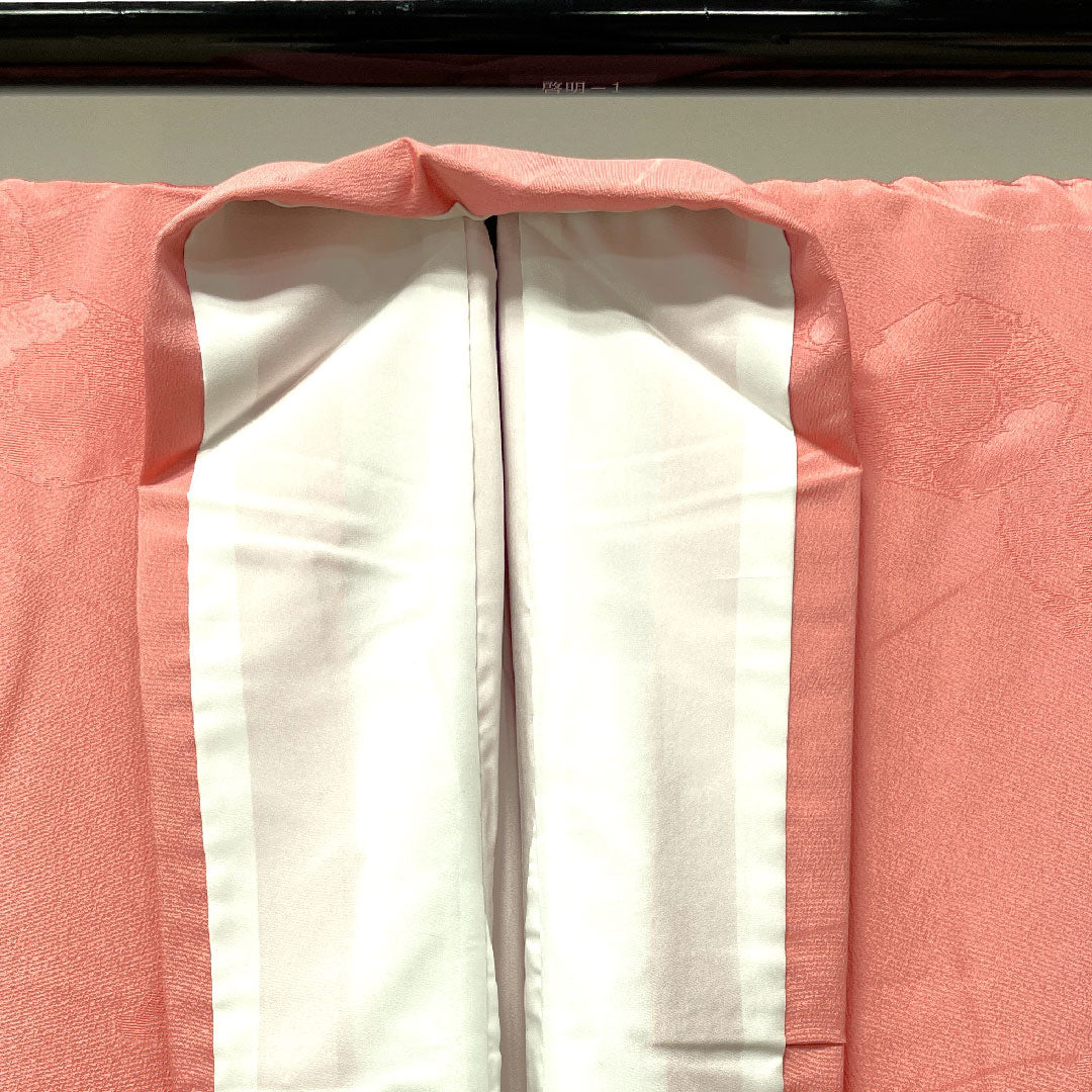 色無地 ポリエステル 長春色 洗える着物 身丈158cm 裄丈65cm 袷 Sランク ピンク系 1114000802313