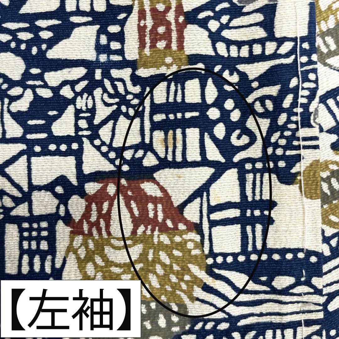 小紋 正絹 Aランク 身丈159.5cm 裄丈66cm 単衣 乳白色(にゅうはくしょく) 型染 抽象模様 クリーム系 1115008263315