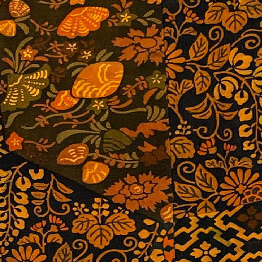 小紋 身丈158cm 裄丈64cm 袷 更紗模様 正絹 Aランク 茶系 1115000443314