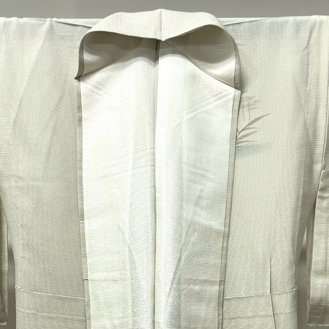 夏物 正絹 訪問着 身丈164.5cm 裄丈65.5cm 卯の花色(うのはないろ) 風景模様 しつけ糸付き 未使用品 絽 Sランク グレー系 1132001562422