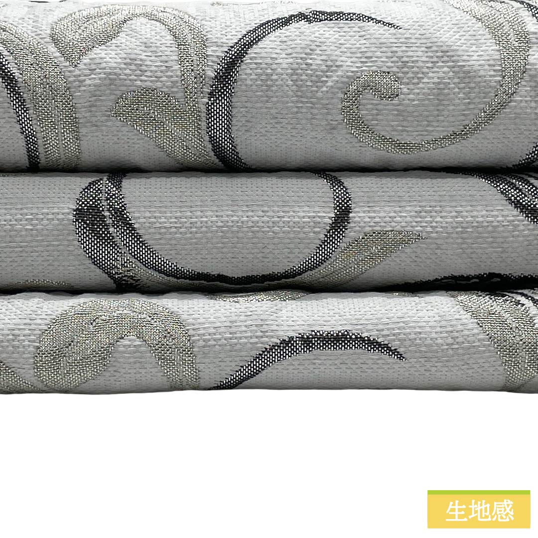 【未仕立】袋帯 正絹 NEWランク 唐草 西陣織 ふくれ織 新品未使用品 帯丈447cm 六通 フォーマル 白系 1123018191311