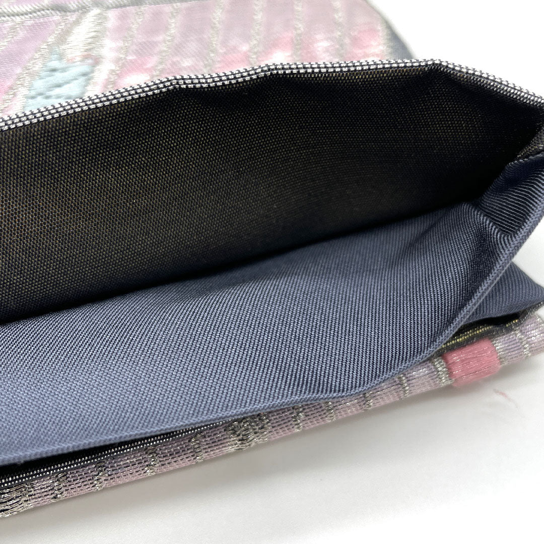 袋帯 振袖用 孔雀 帯丈422cm 正絹 Aランク 六通 フォーマル グレー系 1123004063322