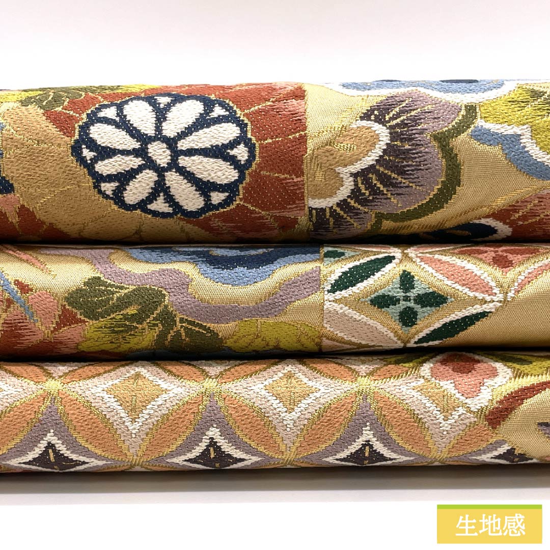 袋帯 正絹 東京白茶色(とうきょうしらちゃいろ) 留袖用 白綾苑大庭 振袖用 吉祥文様 帯丈440cm Aランク 六通 フォーマル ベージュ系 1123014433325