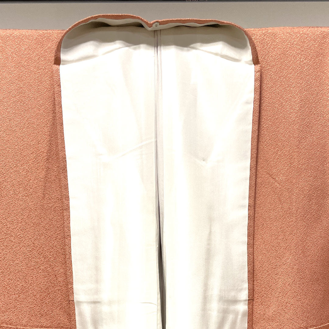 色無地 正絹 桃染色 百貫達雄 加賀友禅 五三桐 身丈158cm 裄丈62.5cm 袷 Aランク ピンク系 1114000953313