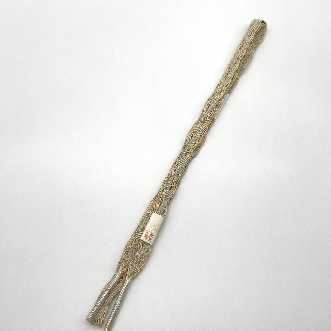 (Like new) Obijime and Obiage Set, Pure Silk, S-Rank, Tonokoiro (Stainless Steel), Length: Approx. 160cm, Width: Approx. 1.5cm, Semi-Formal, Beige, Product Number: 1141000102325