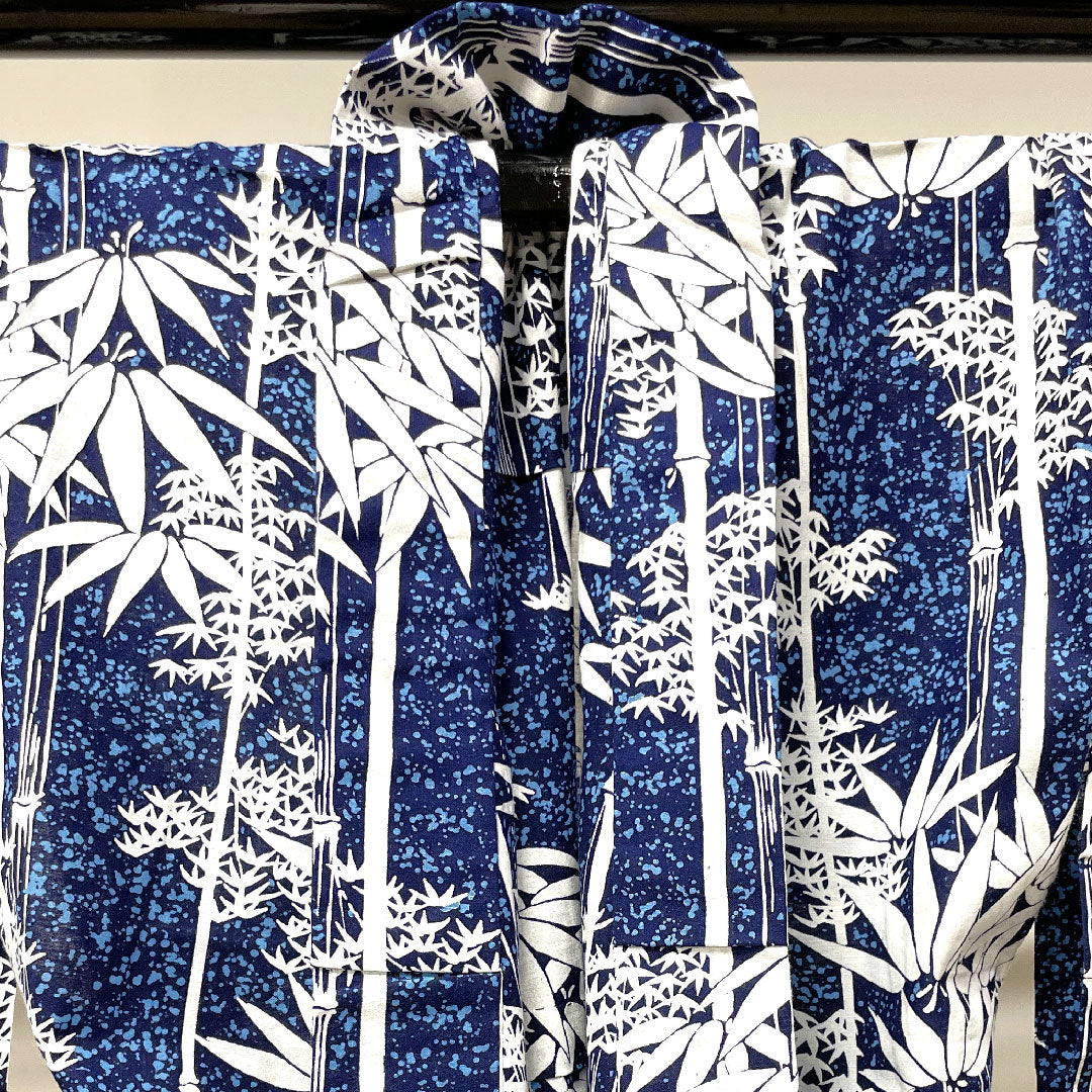 浴衣 濃紺色 竹 木綿 Sランク 単衣 身丈153cm 裄丈62.5cm 紺系 1118003302218