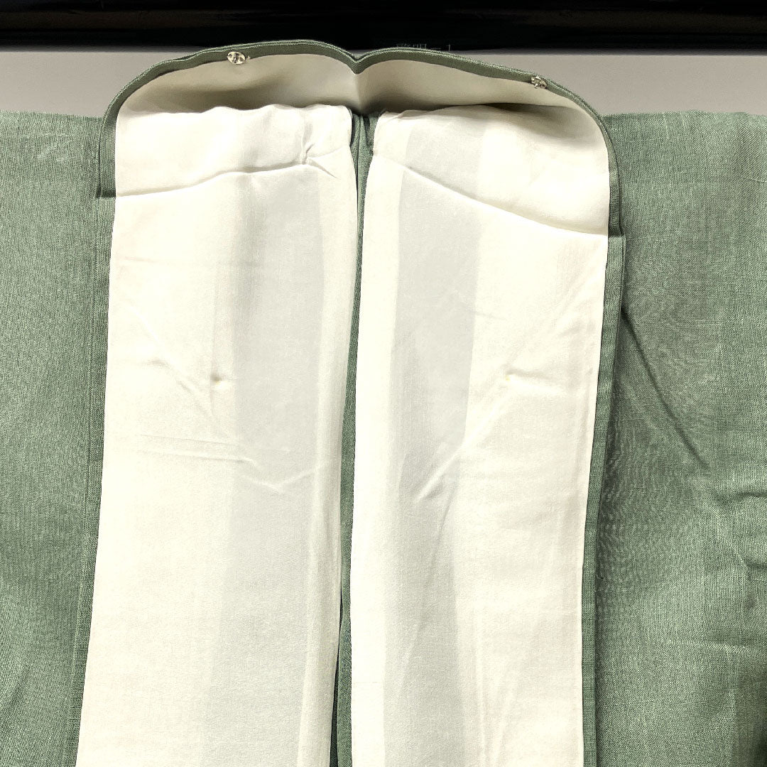 夏物 正絹 色無地 身丈156cm 裄丈63cm 灰緑色(はいみどりいろ) 紬地 紗 Sランク 緑系 1132000562319