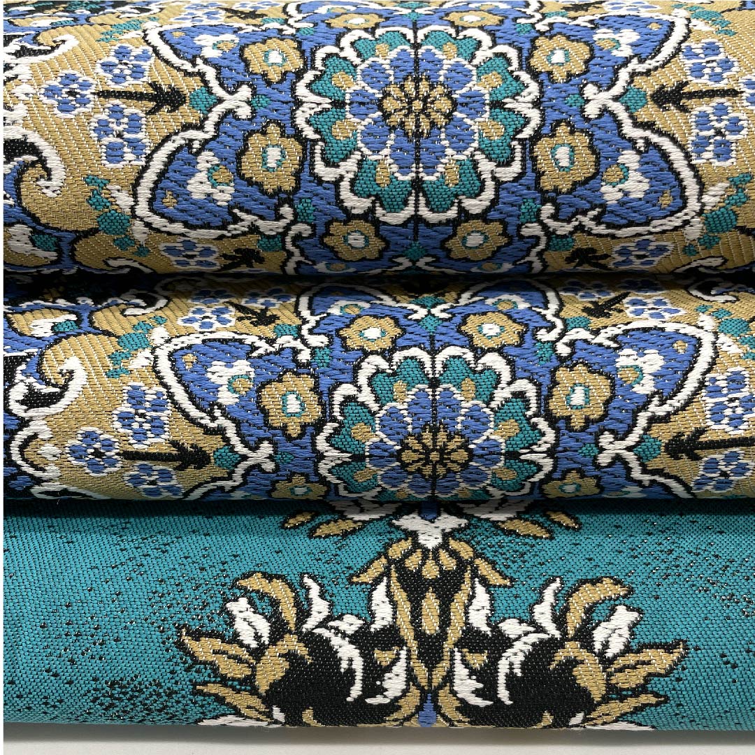 (Unmade) Fukuro Obi (Hekishoku-iro) Persian pattern, Length 466cm, Pure silk, New rank, Six-pass, Semi-formal, Green, 1123009041419