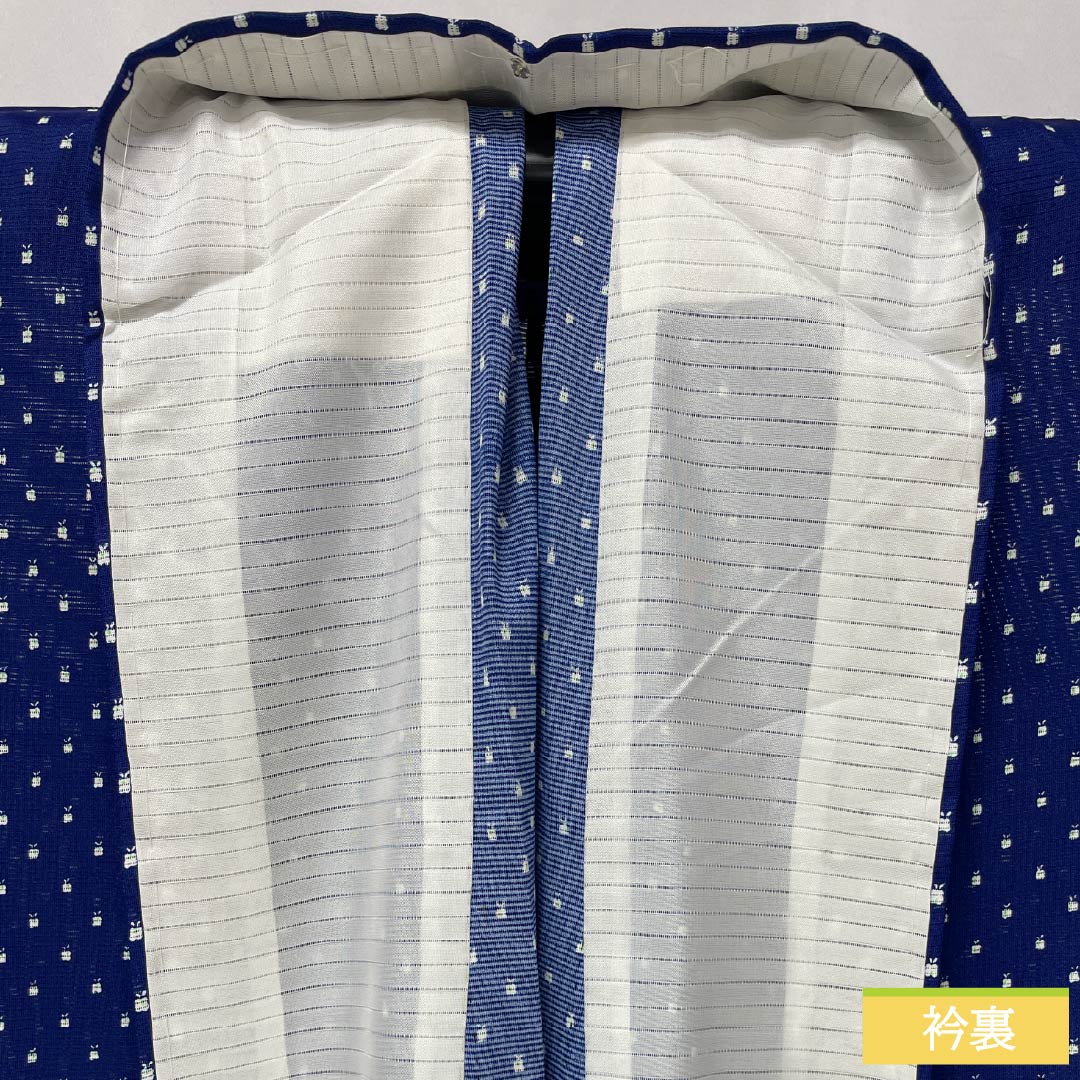 夏物 ポリエステル 訪問着 身丈161cm 裄丈65cm 抽象模様 洗える着物 絽 Aランク 紺系 1132002253418