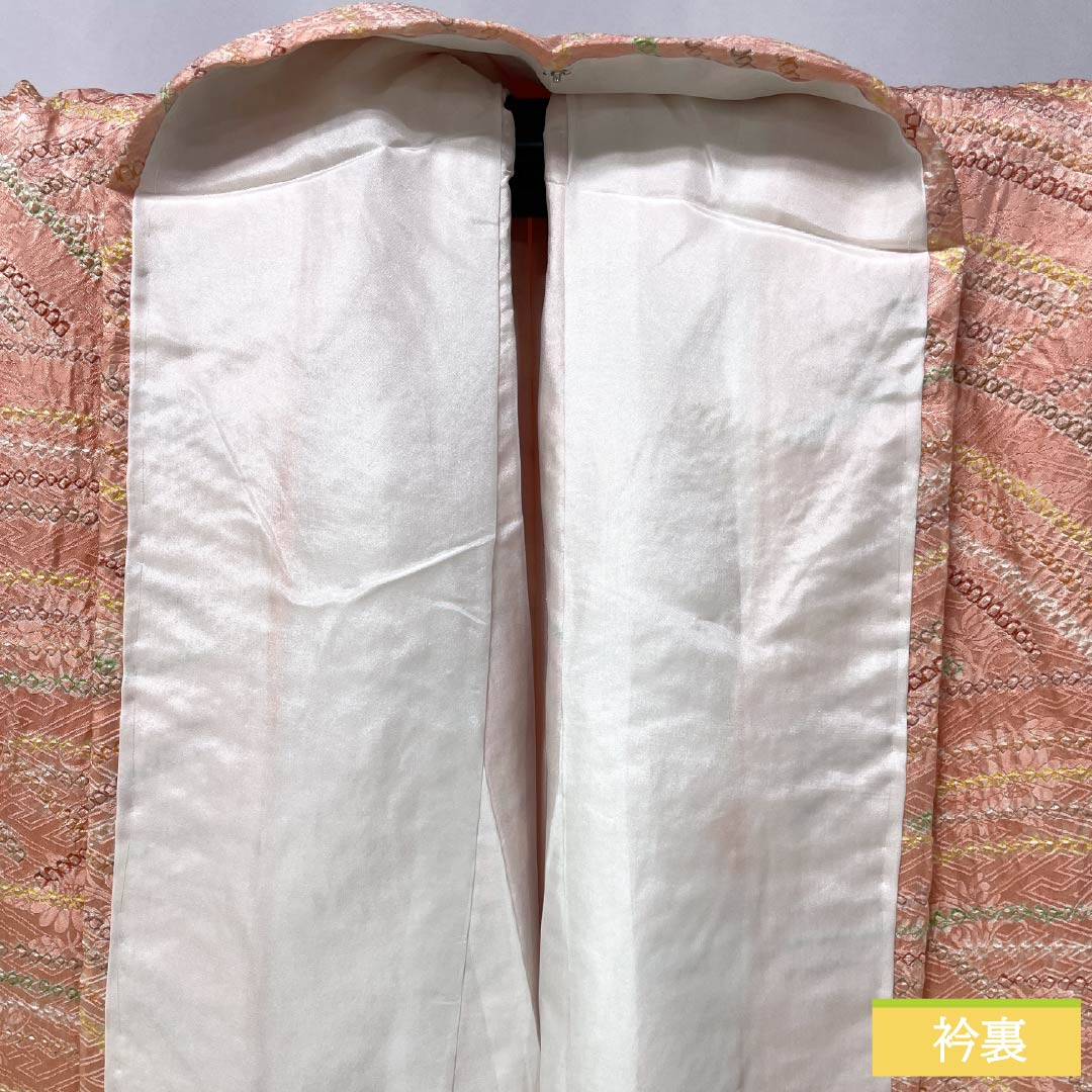 小紋 正絹 Aランク 身丈163cm 裄丈65.5cm 袷 鴇色(ときいろ) 絞り 青海波 ピンク系 1115007103413