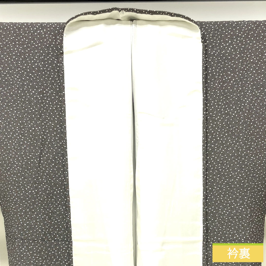 Homongi, pure silk, lined, length 164.5cm, sleeve length 66.5cm, dark brown, cherry blossom petals, Edo Komon, basting thread included, unused, S rank, brown, 1112004662414