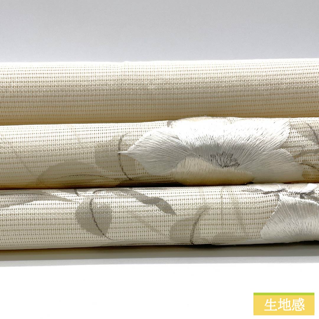 袋帯 正絹 沙羅双樹 夏帯 作家物 蘇州刺繡 帯丈422cm Sランク ポイント柄 セミフォーマル クリーム系 1123014642315