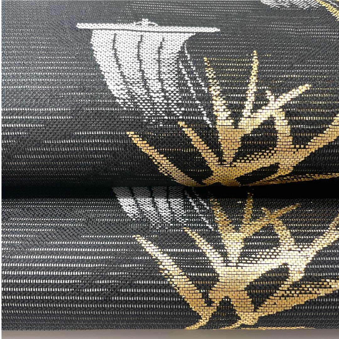 袋帯 夏帯 黒色 帆舟 夏物 帯丈444cm ポリエステル Aランク 六通 セミフォーマル 黒系 1123008553310