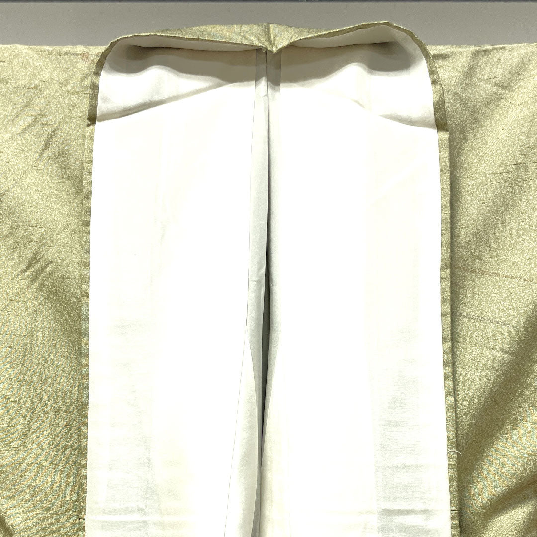 Homongi, pure silk, lined, length 164.5cm, sleeve length 65cm, wax color, pongee fabric, wave, A rank, beige, 1112003003425
