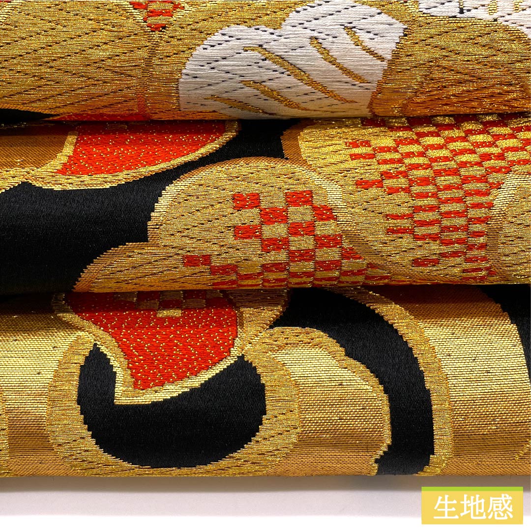 (未仕立)袋帯 黒色 花唐草 帯丈410cm 正絹 Sランク 六通 フォーマル 黒系 1123010272310