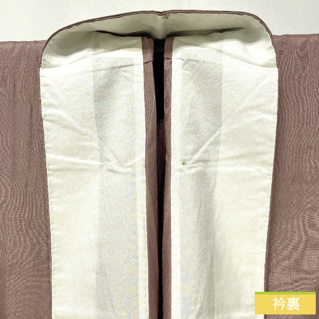 色無地 正絹 身丈154cm 裄丈63cm 葡萄色(えびいろ) 紬地 単衣 Sランク 紫系 1114001622220