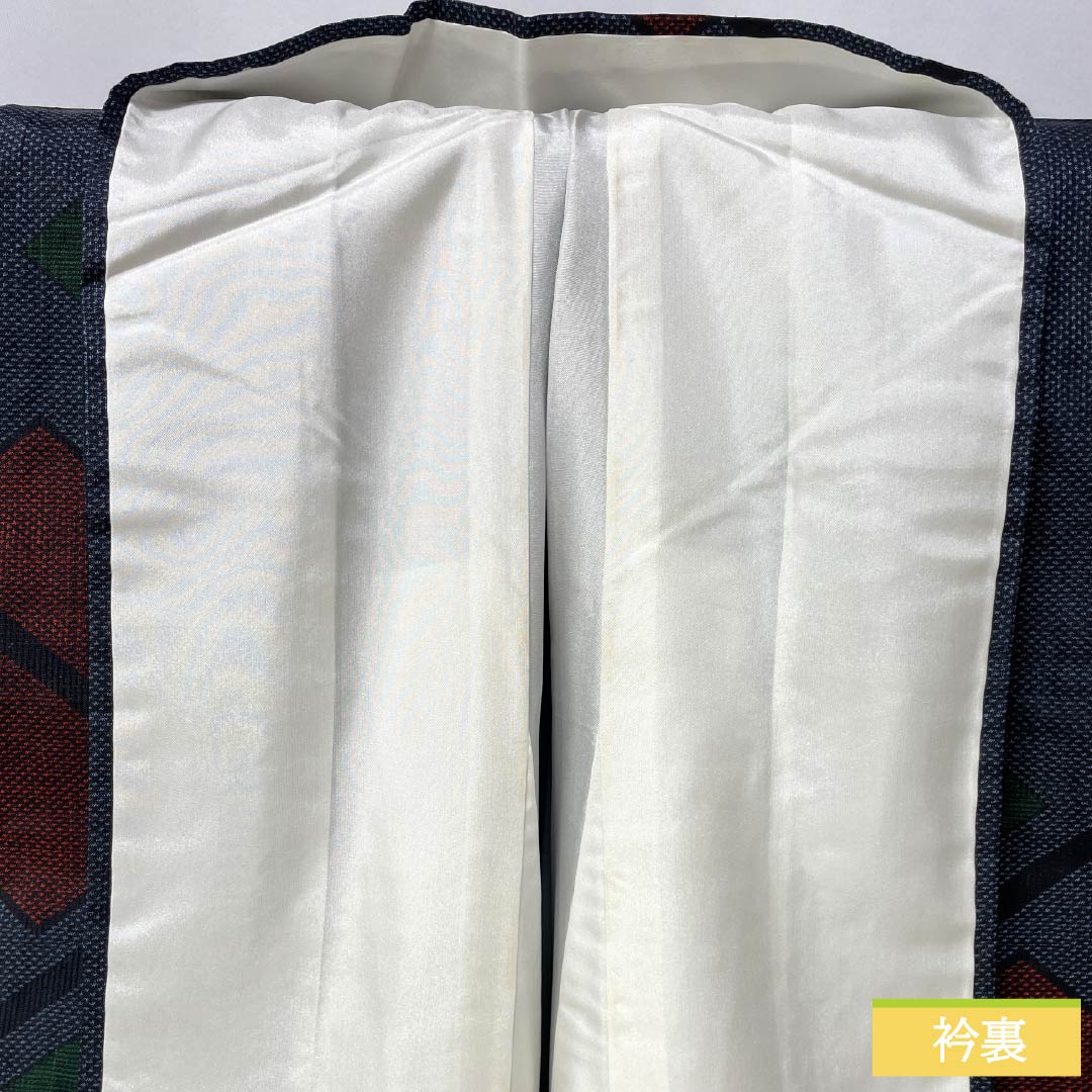 紬 正絹 身丈165cm 裄丈65.5cm 韓藍色(からあいいろ) 大島紬 一元絣 7マルキ Sランク 袷 紺系 1116003832518