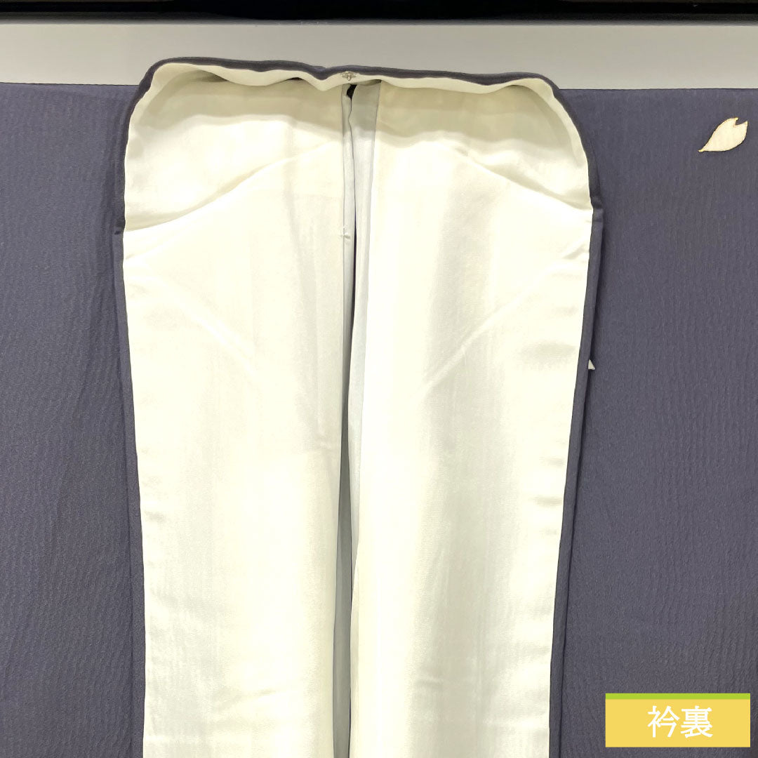 訪問着 正絹 袷 身丈159.5cm 裄丈68.5cm 深滅紫色 洛楽人工房 桜 Aランク 紫系 1112003793320