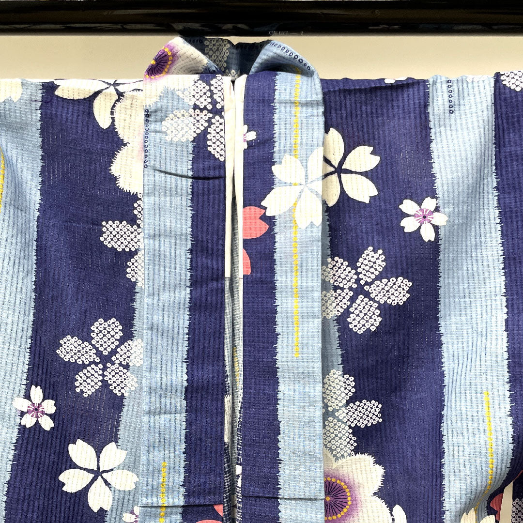 浴衣 しつけ糸付き 未使用品 桜 木綿 Sランク 単衣 身丈164cm 裄丈66cm グラデーション系 1118002892499