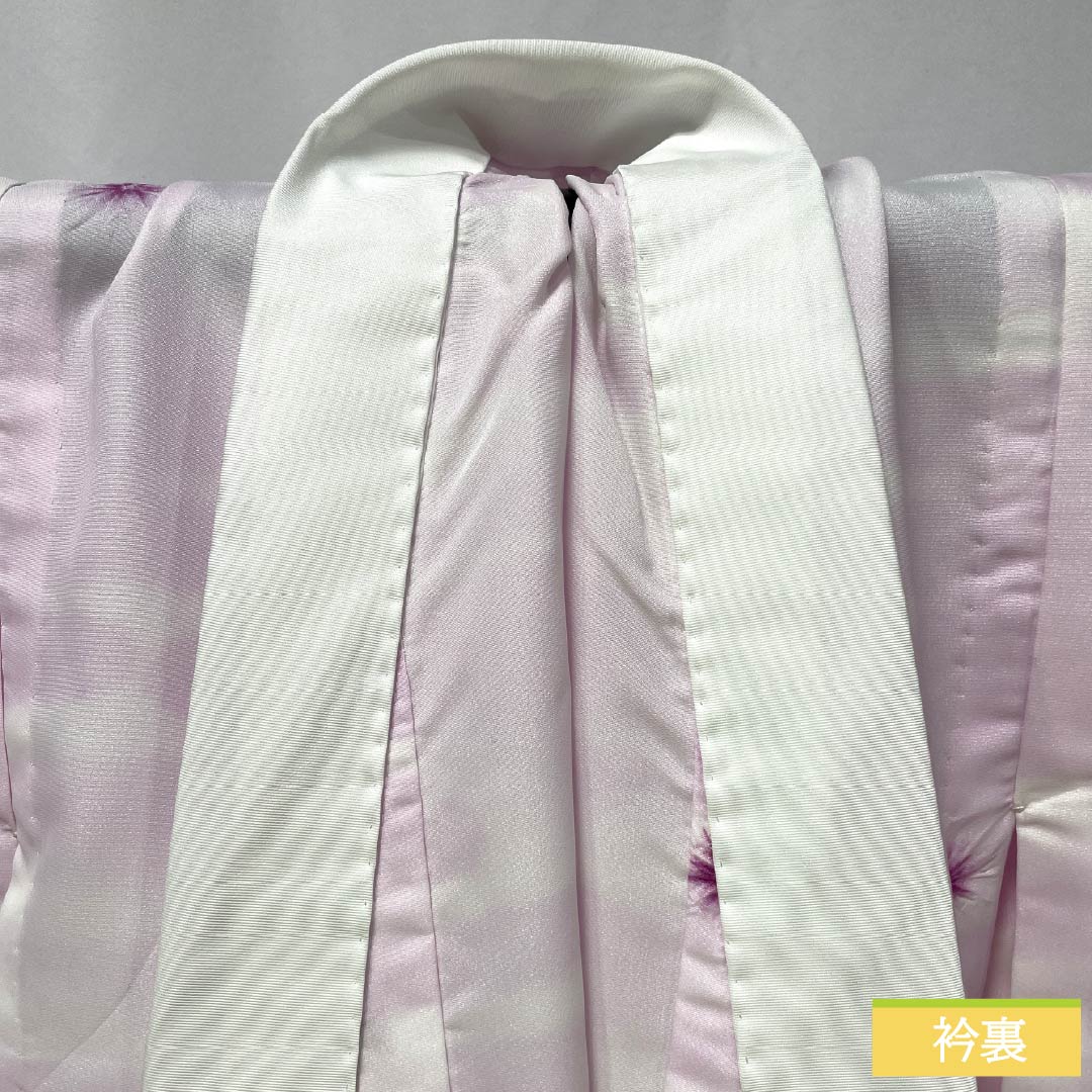 長襦袢 ポリエステル Aランク 身丈115cm 裄丈61cm 単衣 淡紅色(たんこうしょく) 抽象模様 半衿付き 身上げ有り 紫系 1129000783120