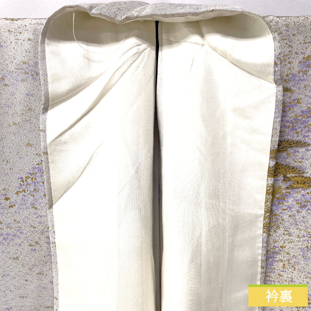 訪問着 正絹 袷 身丈158cm 裄丈62cm 銀白色(ぎんはくしょく) 京友禅 風景模様 パールトーン加工 作家物 Aランク グレー系 1112004963322