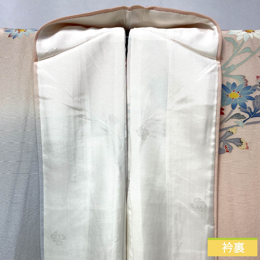 Visiting Kimono, Pure Silk, A-Rank, Lined, Length 157cm, Sleeve Length 65.5cm, Otomeiro (Girl's Color), Single Crest, Mokko (Pink Quince) Design, Kaga Yuzen, All-Flower Design, Artist's Work, Pink, Product Number: 1112006873313