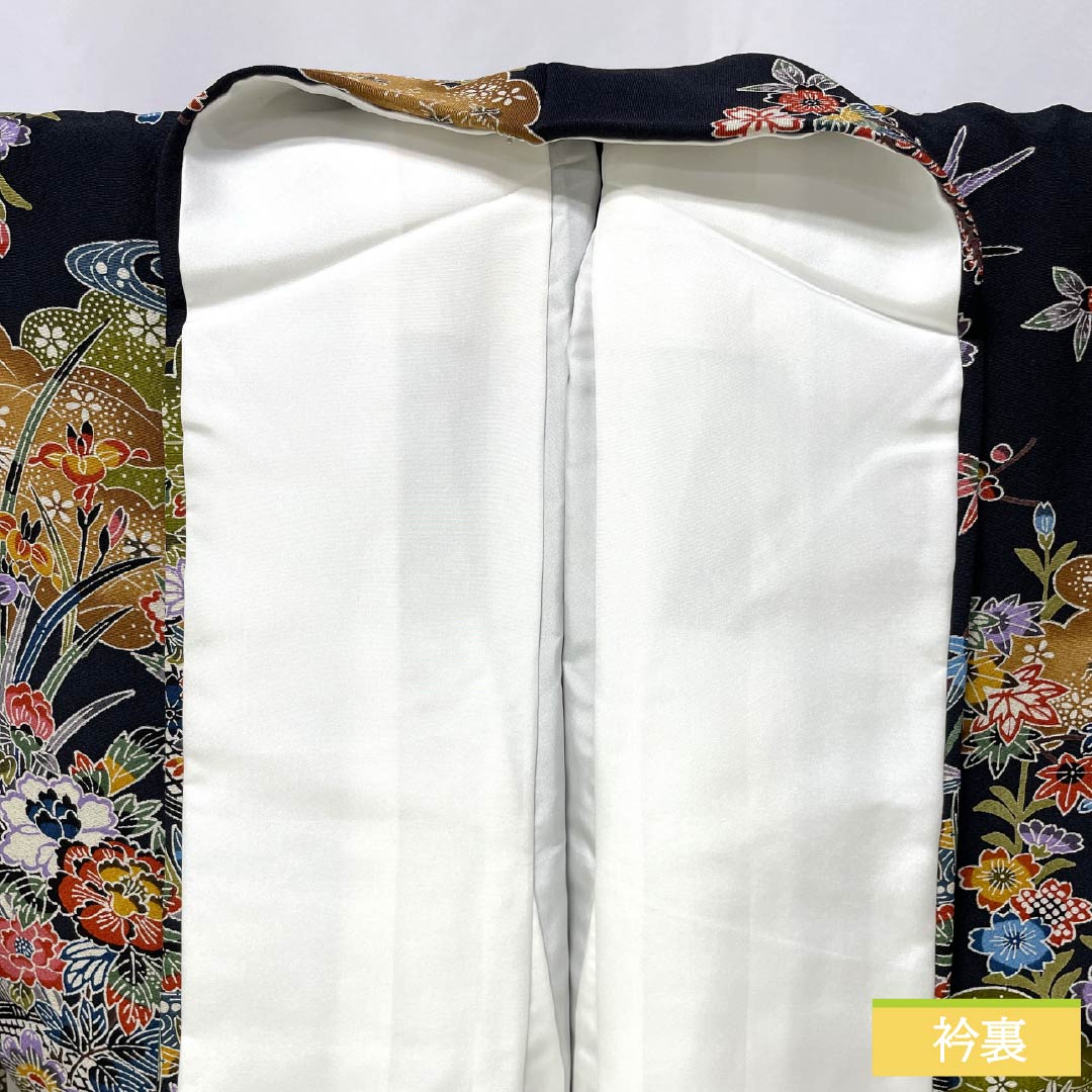 小紋 正絹 身丈169cm 裄丈68cm 袷 琉球紅型 手挿調小紋 西村英明 伝統工芸士 しつけ糸付き Sランク 黒系 1115005962510