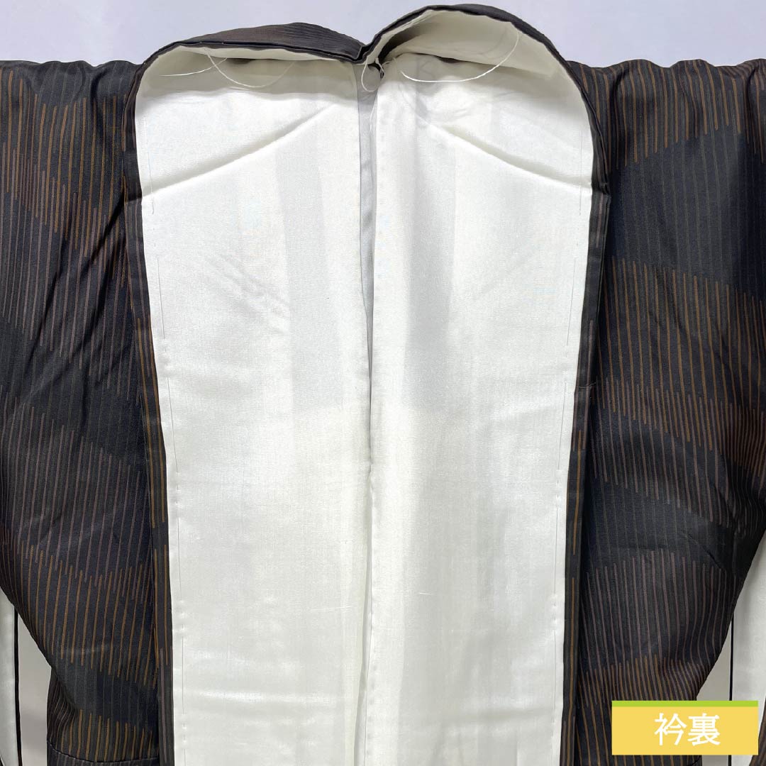 小紋 正絹 Aランク 身丈157.5cm 裄丈64.5cm 袷 抽象模様 黒系 1115006413310