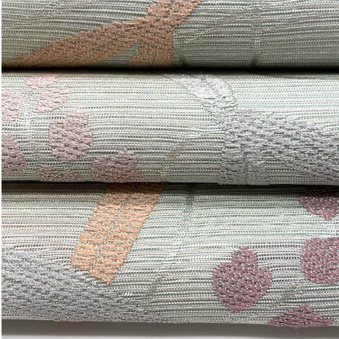 袋帯 薄水色(うすみずいろ) 夏帯 生成り色 花模様 流水 帯丈440cm 正絹 Aランク 六通 フォーマル 青系 1123007303317