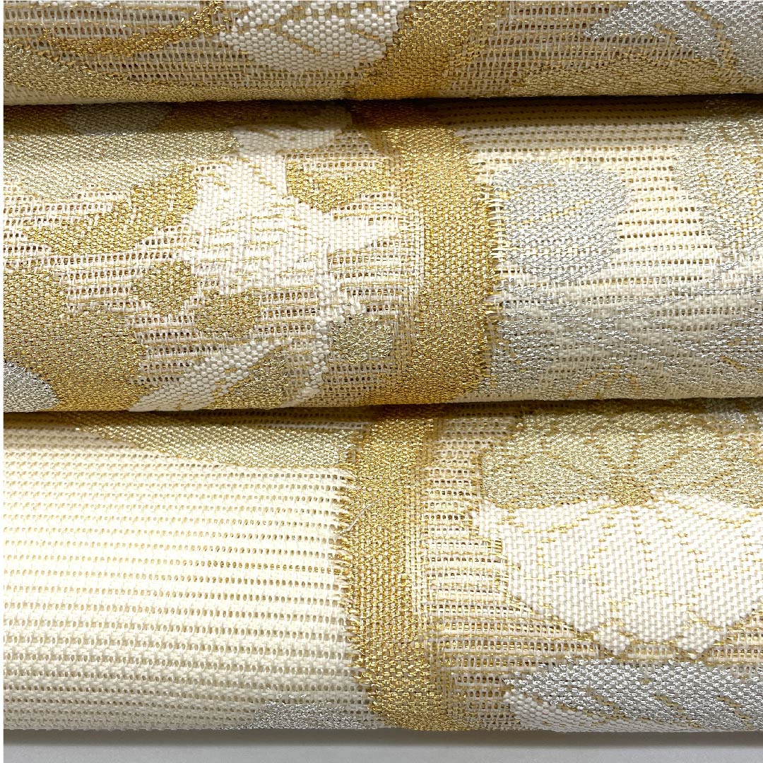 袋帯 生成り色(きなりいろ) 夏帯 花紋 帯丈432cm 正絹 Sランク 六通 フォーマル クリーム系 1123007372315