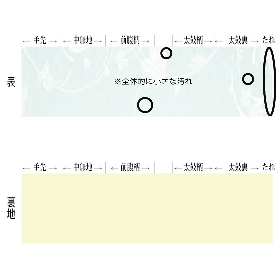 名古屋帯 正絹 Aランク 開き仕立て 蒼白色(そうはくしょく) 草木染 染め帯 唐草模様 帯丈358cm 全通 カジュアル 青系 1124014523317