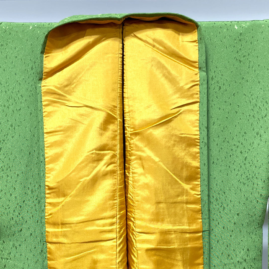 色無地 ポリエステル 常盤色 洗える着物 身丈156cm 裄丈63cm 袷 Sランク 緑系 1114001072319