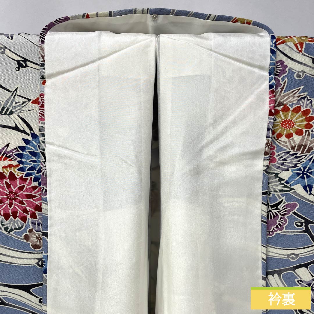 訪問着 正絹 Aランク 袷 身丈158cm 裄丈65cm 紺藤色(こんふじいろ) 京紅型 花 しつけ糸付き 青系 1112007023317