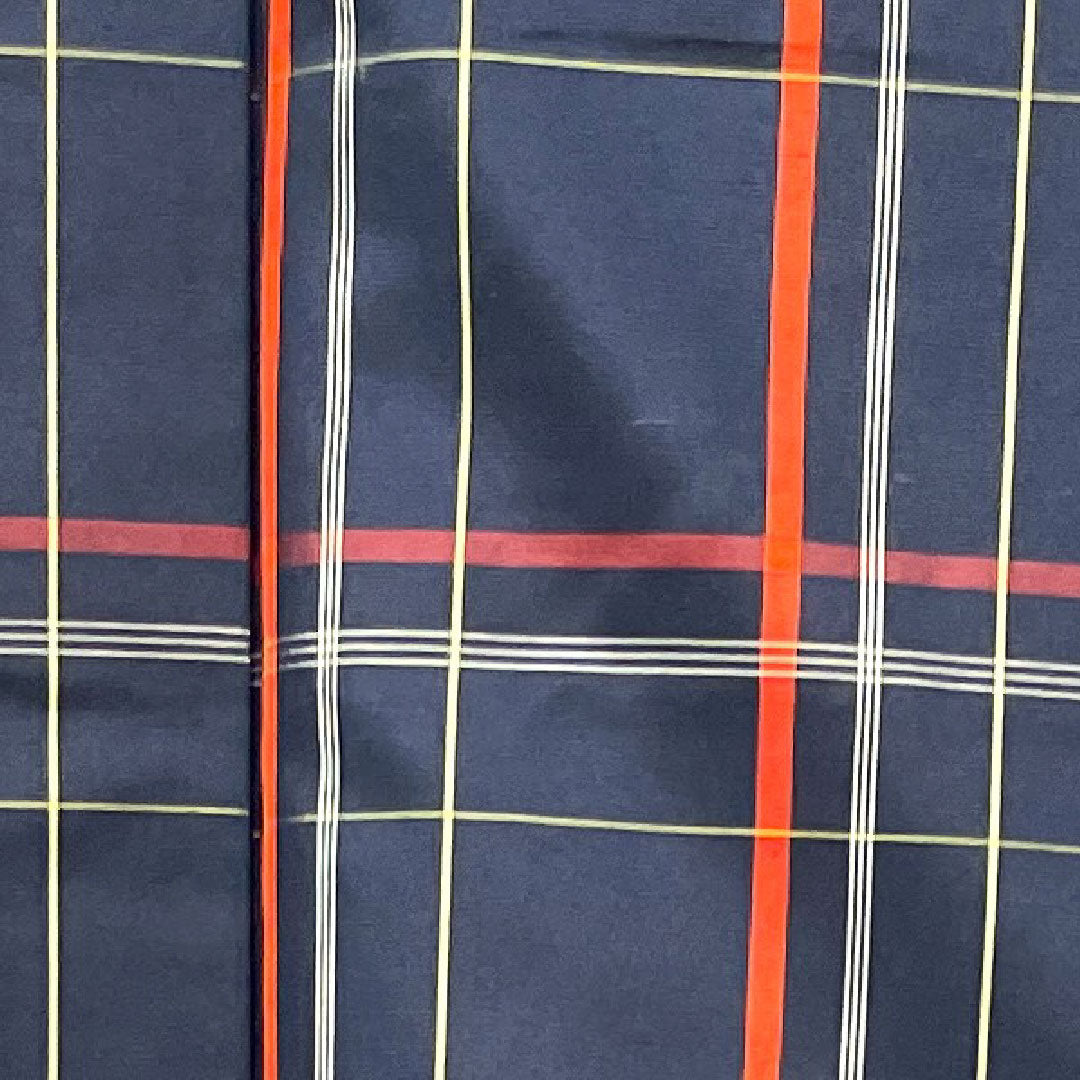 縞大島 身丈162.5cm 裄丈65.5cm 濃紺色 格子 正絹 Aランク 袷 紺系 1116002343418