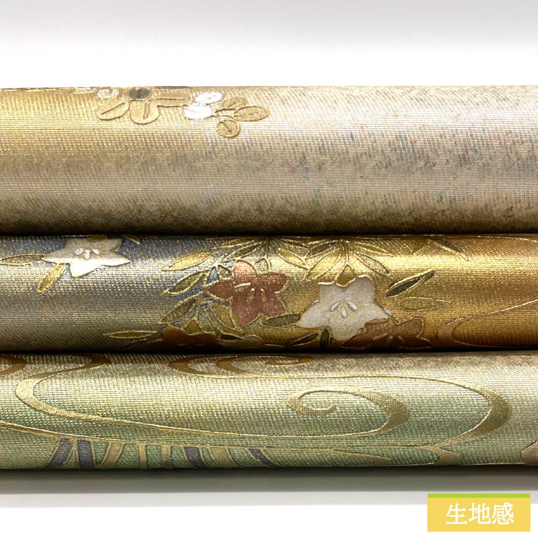 袋帯 正絹 生成り色(きなりいろ) 留袖用 螺鈿 引箔 御所車 帯丈446cm Aランク 六通 フォーマル クリーム系 1123014043315