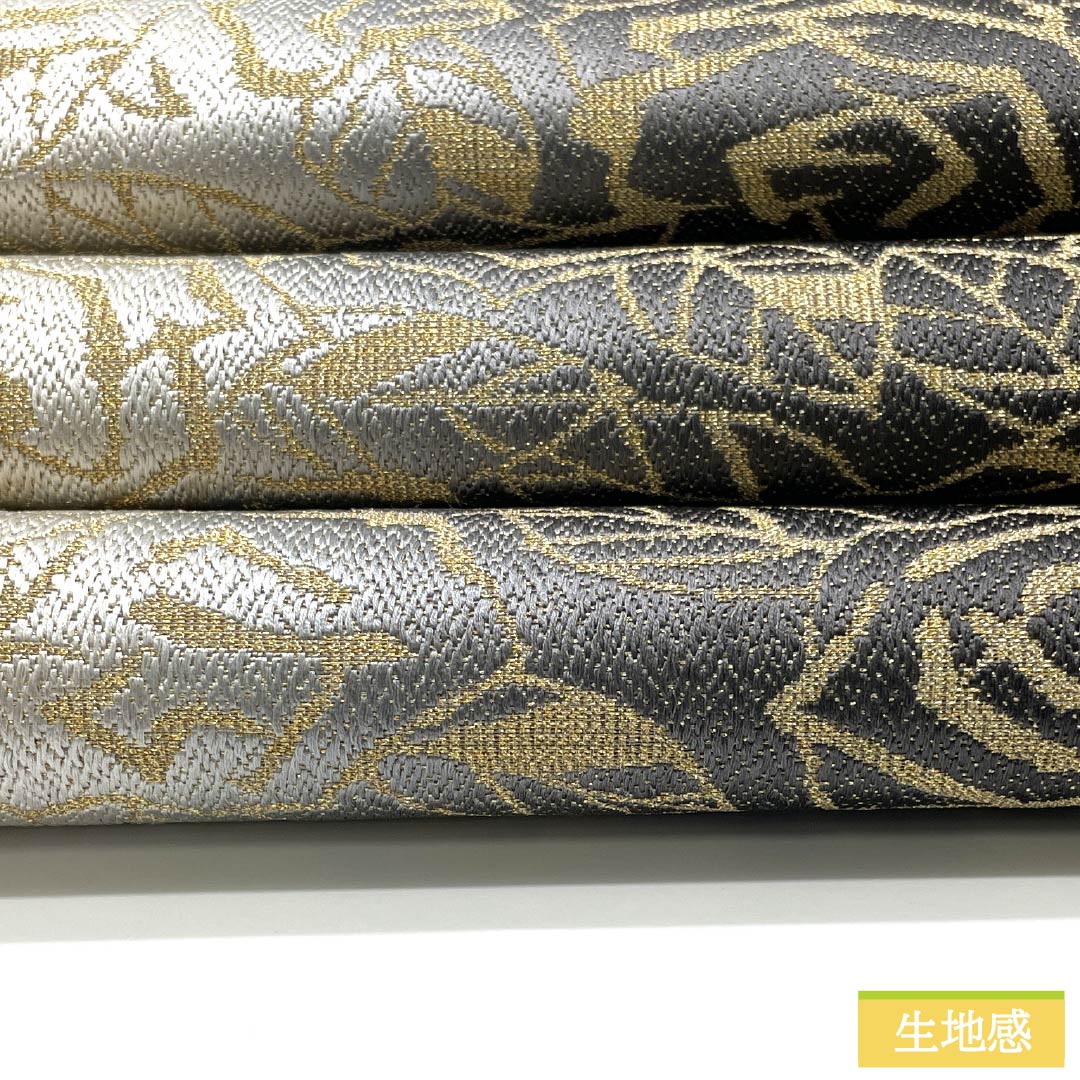 袋帯 正絹 引箔 薔薇 帯丈455cm Sランク 全通 フォーマル モノトーン 1123013342427