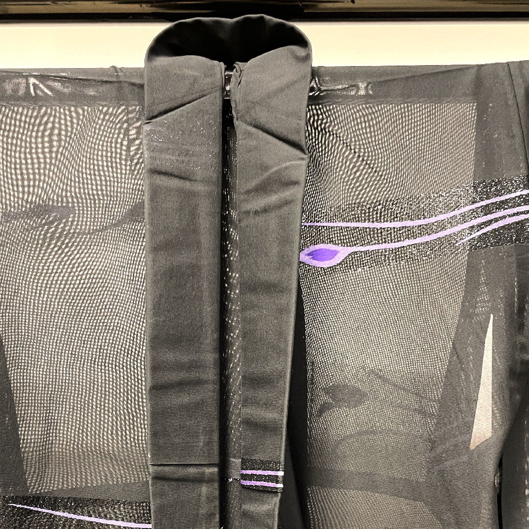 Summer pure silk tsumugi length 155cm sleeve length 62.5cm abstract pattern gauze rank S black 1132000932310