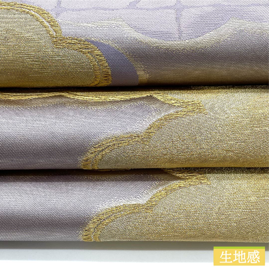 (未仕立)袋帯 淡藤色(うすふじいろ) 雲取り 帯丈436cm 正絹 Sランク 六通 フォーマル 紫系 1123009952320