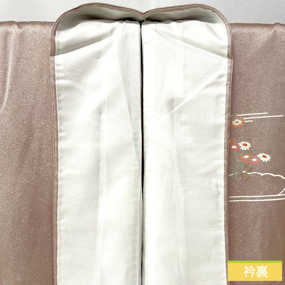 訪問着 正絹 袷 身丈160.5cm 裄丈63cm 白梅色(しらうめいろ) 京友禅 茶屋辻模様 Bランク ピンク系 1112005894413