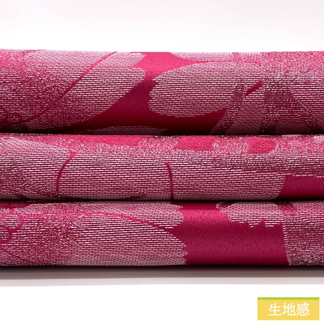 袋帯 ポリエステル 苺色(いちごいろ) 振袖用 H-Lブランド 蝶 薔薇 帯丈480cm Sランク 六通 フォーマル ピンク系 1123013992413